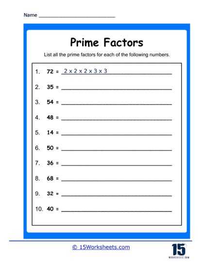 Prime Factorization Worksheets 15 Worksheets Library