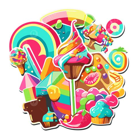 Lollipop With Sweets In A Sticker Clipart Vector Candyland Game Pieces