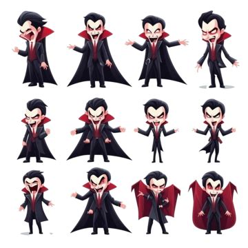 Vampire Halloween Characters Vector Set Male Vampire Dracula Character