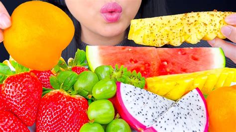 Asmr Juicy Colorful Fruit Platter Eating Sounds Mukbang Asmr Phan Youtube