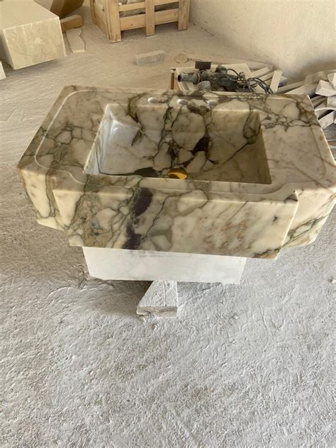 Calacatta Viola Marble Sink Wall Mounted Marble Sink Custom Etsy