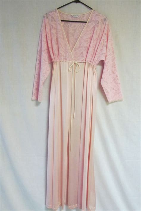 1960s 70s Lingerie Pink Nightgown Full Length Vintage Gem