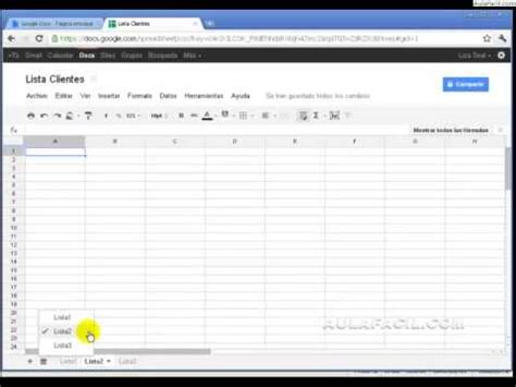 Agregar Hojas Y Nombrar Ii Hojas De C Lculo Google Docs Aulafacil
