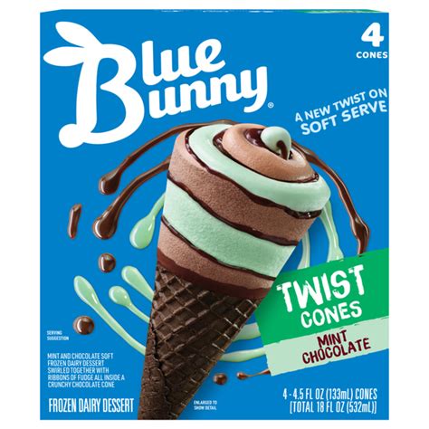 Save On Blue Bunny Twist Cones Mint Chocolate Frozen Dairy Dessert