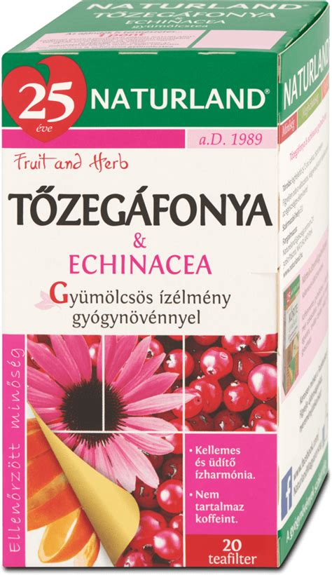 NATURLAND Tőzegáfonya echinacea gyümölcstea 20x2g 20 tasak dm hu