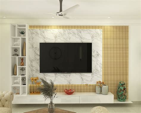 Wall Mounted Tv Unit Design With Open Shelves Livspace