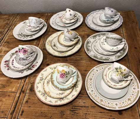 Mismatched China Set Service For 8 Vintage Dinnerware Set Etsy In