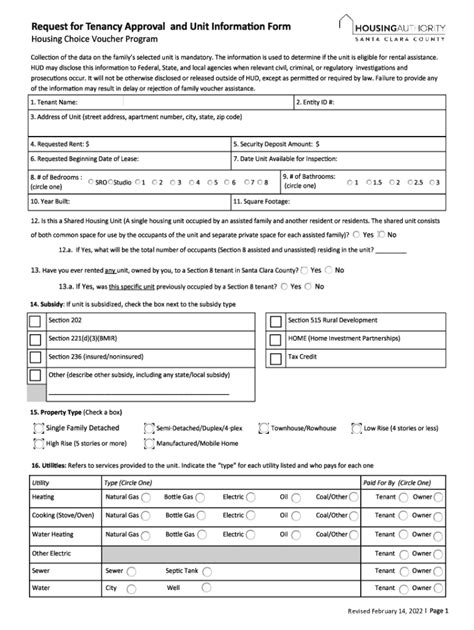 Fillable Online U S Department Of Housing And Request For Tenancy