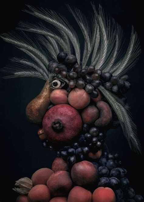 Realistic Portraits Made With Fruits And Vegetables Colorful Portrait