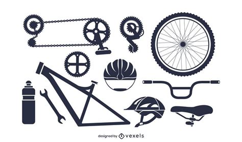 Paquete De Silueta De Piezas De Bicicleta Descargar Vector