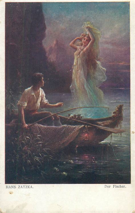 The Fisherman Boat Risqu Nymph By Hans Zatzka Other Unsorted