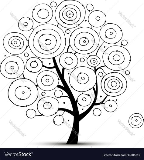 Abstract circles tree sketch for your design Vector Image