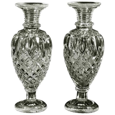 Pair Of Clear Cut Glass French Vases In The Restoration Taste For Sale At 1stdibs