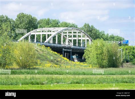 Curved Bridge Where The A20 Highway Between Rotterdam And Gouda