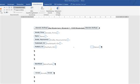 Professionelle Briefvorlagen Mit Formularfeldern In Word Erstellen