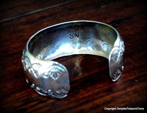 Signed Hopi Cuffhopi Cuff Bracelet By Sharold Nutumy Gem