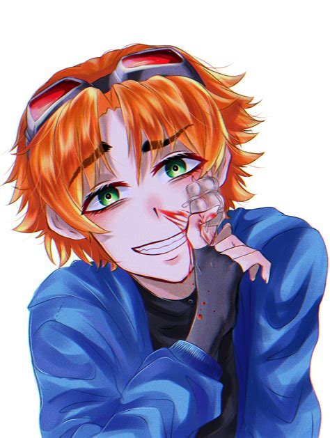 Anime Guy With Orange Hair And Green Eyes