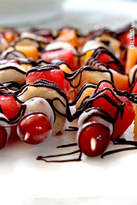 Chocolate Drizzled Frozen Fruit Skewers Carlsbad Cravings Frozen