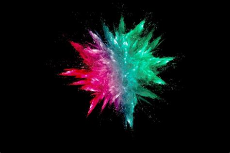 Premium Photo Multicolored Powder Explosion On Black Background