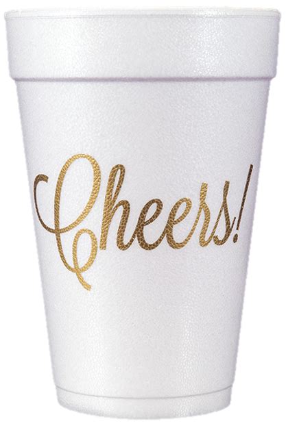 Pre Printed Styrofoam Cups Cheers Gold Limelight Paper And Partyware