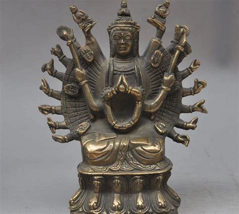 7 Tibet Buddhism Bronze Copper 1000 Arm Hands Bodhisattva Kwan Yin