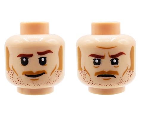 Lego Minifigure Head Man Light Nougat Stubble Extra Extra Bricks