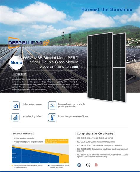 JA Solar 565W Mbb BiFacial Mono Perc Kaca Ganda Setengah Sel Modul