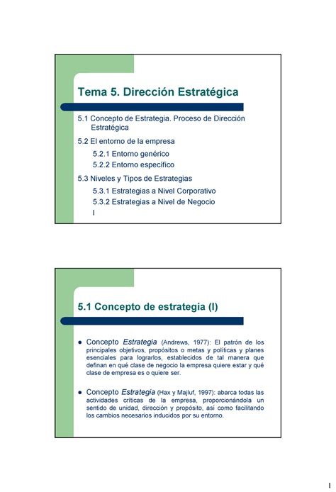 Tema 5 Dirección Estratégica Tema 5 Dirección Estratégica 5