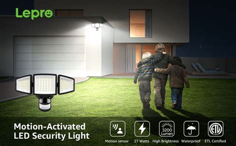 27W 3 Head Motion Sensor LED Security Lights Outdoor Waterproof LED