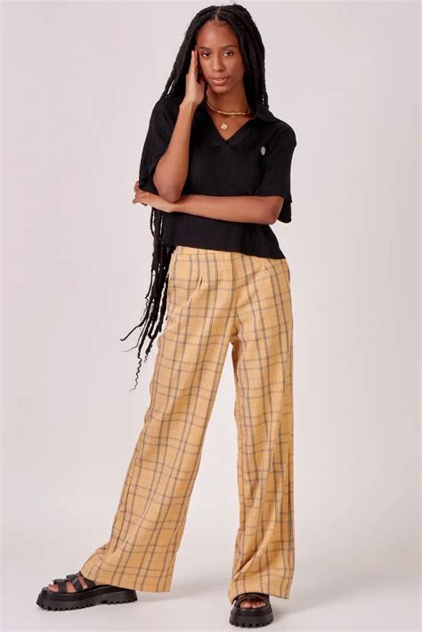 Cal A Wide Leg Xadrez Cider Amarelo