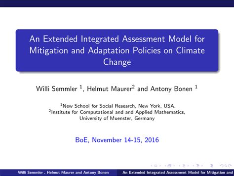 PPT An Extended Integrated Assessment Model For Mitigation And