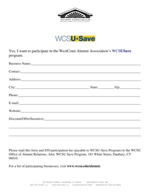 Fillable Online Wcsu Wcsu Save Participation Form Wcsu Fax Email