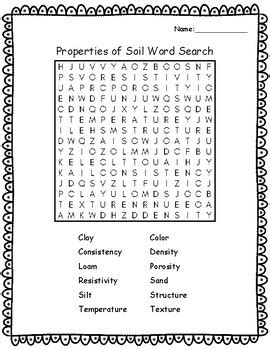 Properties Of Soil Word Search Puzzle By Lailabee Tpt