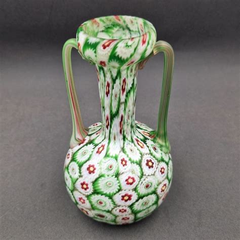 Millefiori Murano Glas Vase Von Fratelli Toso 1950 1960