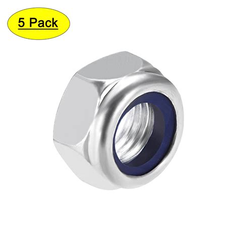 M16 X 2mm Nylon Insert Hex Lock Nuts Carbon Steel White Zinc Plated 5