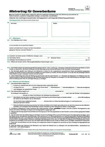 RNK Gewerberaum Mietvertrag A4 Je 5Blatt