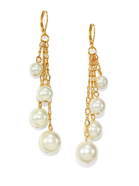 Lyst Kenneth Jay Lane Faux Pearl Fringe Cascade Drop Earrings In Metallic