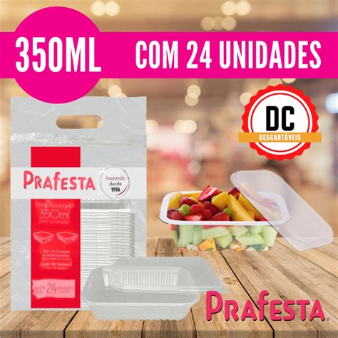 Prafesta 350ml retangular embalagem Plástico Para Microondas e Freezer