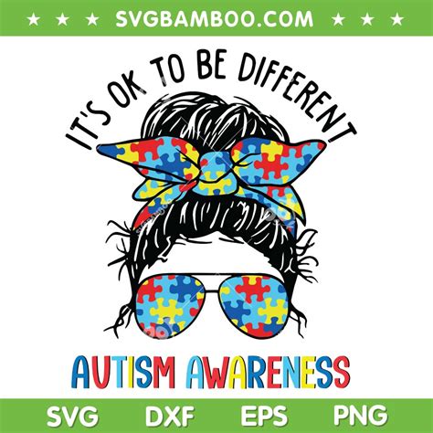 Messy Bun Autism Awareness Svg Png