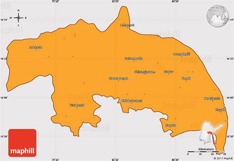 Political Simple Map of Guntur, cropped outside