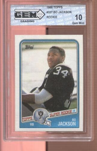 1988 Bo Jackson Topps 327 Gem Mint 10 RC Rookie Raiders EBay