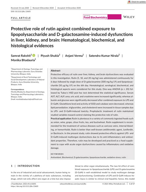 Pdf Protective Role Of Rutin Against Combined Exposure To