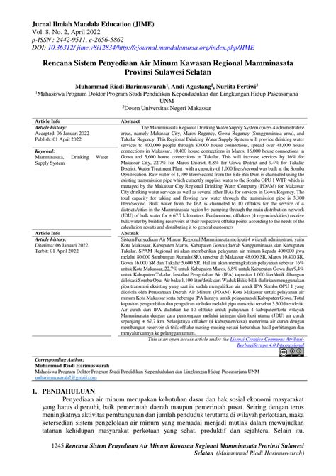 PDF RENCANA SISTEM PENYEDIAAN AIR MINUM KAWASAN REGIONAL MAMMINASATA