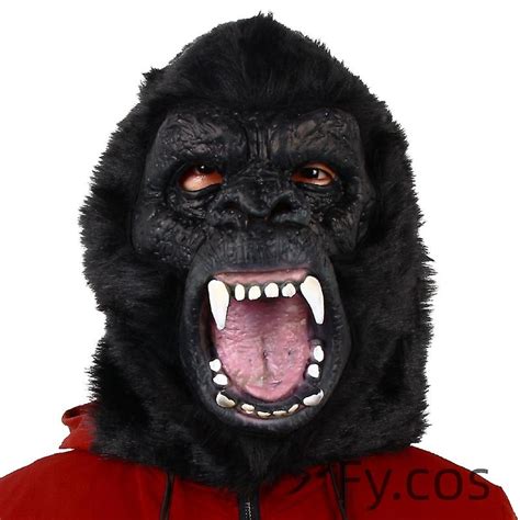 Gorilla Mask With Realistic Chimpanzee Halloween Cosplay Jungle Black