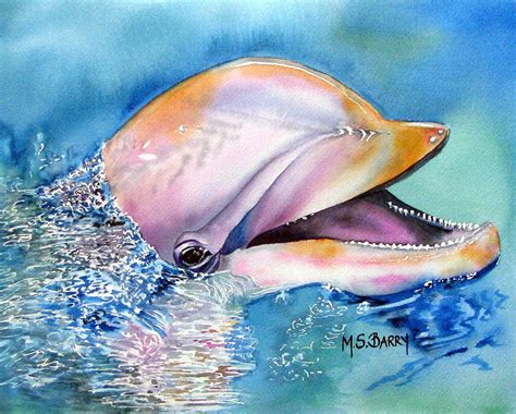 Dolphin Painting by Maria Barry - Fine Art America