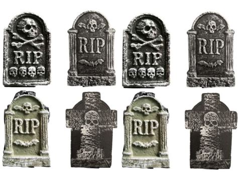 8 X Polystyrene Tombstones Gravestones Headstones Halloween Decorations