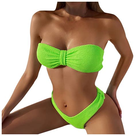 Rpvati Women S High Waisted Bikini Set Strapless Bathing Suit Bandeau