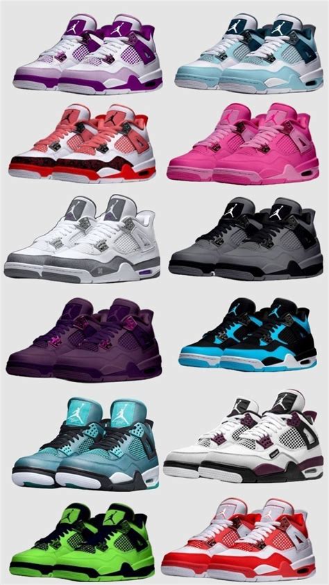 Many Different Colored Sneakers Are Shown In This Image