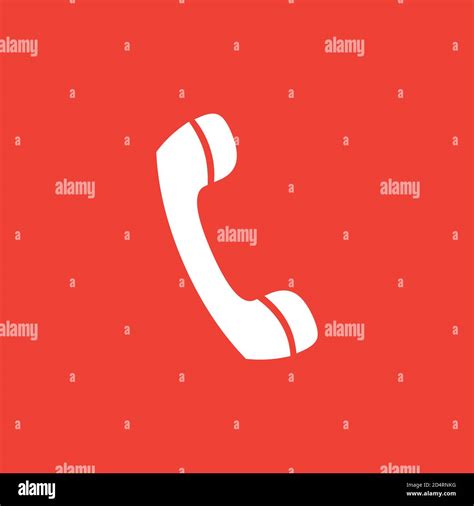 Telephone Receiver Icon On Red Background Red Flat Style Vector