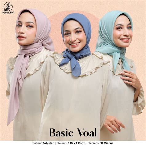 Jual Jilbab Segi Empat BASIC VOAL By UMAMA Polos Jahit Tepi Shopee